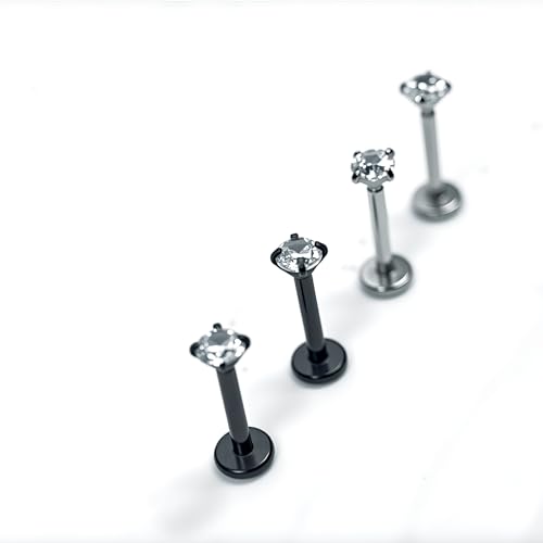 34Pcs 16G Lip Rings Stainless Steel Labret Jewelry Lip Barbell Spike Snake Bite Piercing Jewelry Horseshoe Septum Nose Ring Cartilage Tragus Helix Earrings Studs