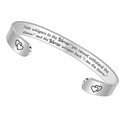 Btysun Bracelets for Women Mothers Day Bracelet Gifts from Daughter Inspirational Gifts for Women Graduation Gifts for Her Motivational Birthday Cuff Bangle Friendship Personalized Mantra Jewelry… - style: 1 Fate whispers to the warrior ... I am the storm