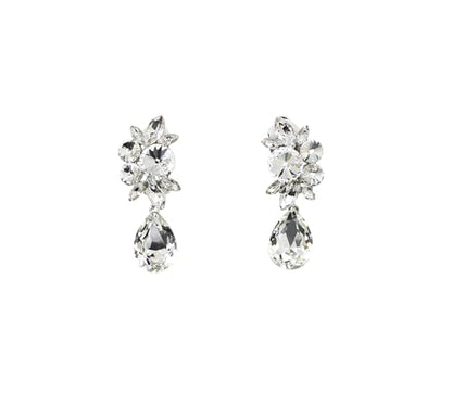Faship Statement Dangling Floral Clip On Earrings For Women - color: Clear