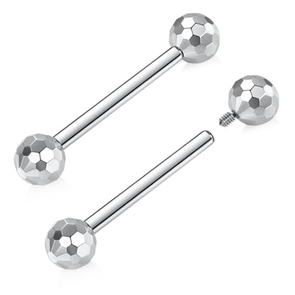 GAGABODY G23 Titanium 14G Tongue Piercing Nipple Jewelry Bridge Barbells | Internal Threaded Used in Nipple,Tongue,Bridge 14G Length from 12mm to 18mm Section Lightweight Daily Wear for Sensitive Skin - color: 1 Pair-Silver+Section Design Ball, size: 14G+