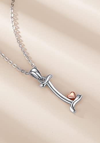 CELESTIA 925 Sterling Silver Initial Necklaces 26 Letter with Rose Gold Heart - 18 Inch Chain - color: I-Initial