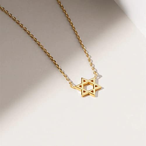 LLWOM Gold Necklace for Women-14k Gold Plated Infinity Necklace Star Of David Necklace Evil Eye Cross Pendants Heart Dainty Gold Necklace For Women - color: Gold-David