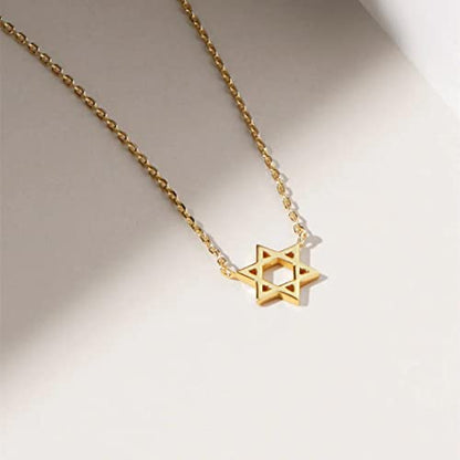 LLWOM Gold Necklace for Women-14k Gold Plated Infinity Necklace Star Of David Necklace Evil Eye Cross Pendants Heart Dainty Gold Necklace For Women - color: Gold-David