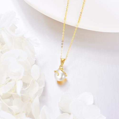 KECHO 14k Gold Pearl Necklace for Women, Freshwater Pearl Pendant Jewelry Wedding Anniversary Birthday Gifts for Her - style: E-Pearl Necklace