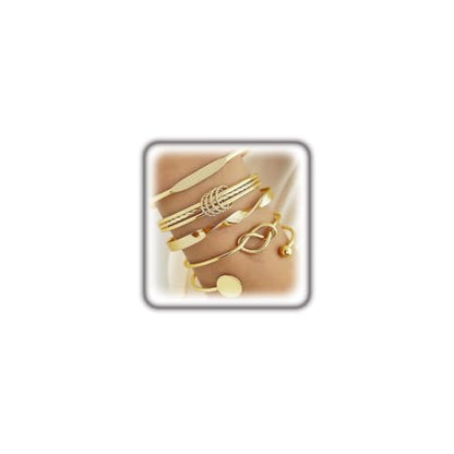 GIGB PBDK Chunky Stackable Gold Cuff Bracelets Set for Women Boho Multi Layer Silver Open Bangles Adjustable Geometry Bracelets Jewelry Accessories - color: Gold