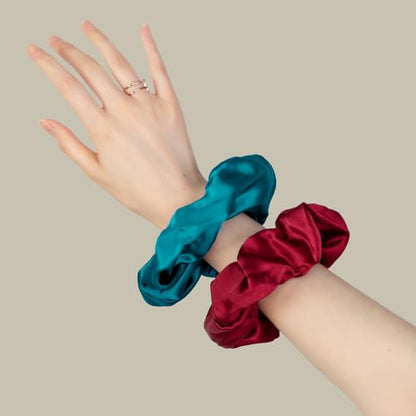 LILYSILK Silk Hair Scrunchies/Ties for Frizz & Breakage Prevention, 100% Mulberry, No Damage, Elastic ponytail Holders, 1Pc, Claret - color: Claret