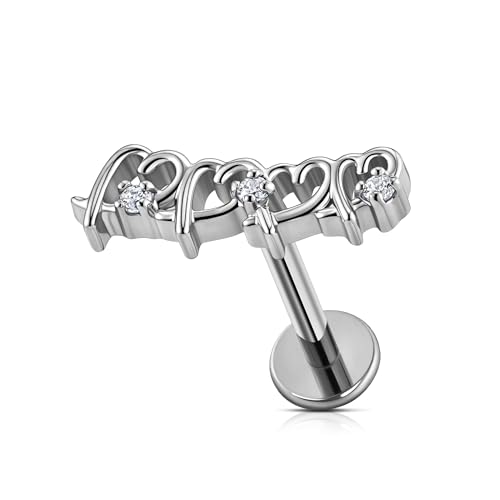 Hollow Heart Piercing Jewelry Collection - ASTM F136 Titanium Internally Threaded Flat Back Stud for Cartilage, Helix, Conch - color: Soldered Heart - Tit
