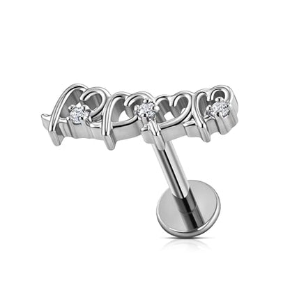 Hollow Heart Piercing Jewelry Collection - ASTM F136 Titanium Internally Threaded Flat Back Stud for Cartilage, Helix, Conch - color: Soldered Heart - Tit