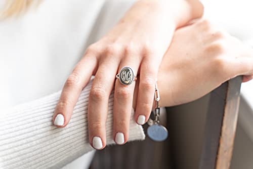 The Personal Exchange Nautical Rope Monogram Oval Sterling Silver Ring