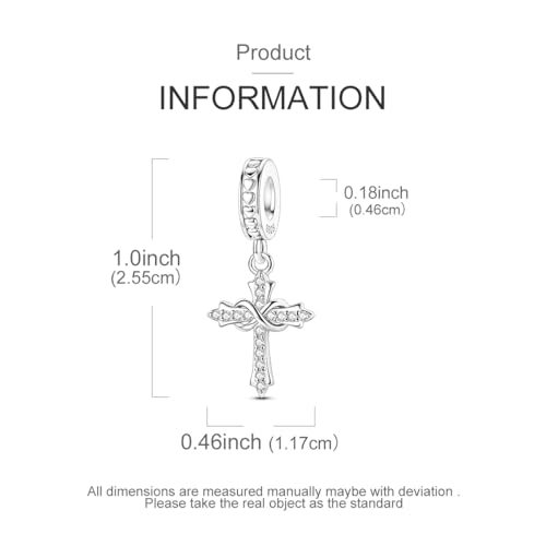 925 Sterling Silver Charms,Hypoallergenic Beads,Compatible with Pandora Bracelets and Necklaces,Women Holiday Gift Pendants - color: 1 Cross Heart Pendant