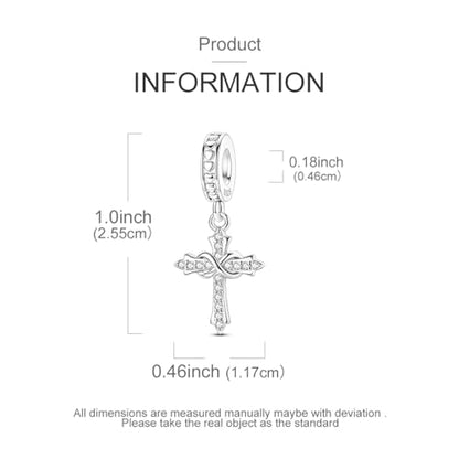 925 Sterling Silver Charms,Hypoallergenic Beads,Compatible with Pandora Bracelets and Necklaces,Women Holiday Gift Pendants - color: 1 Cross Heart Pendant