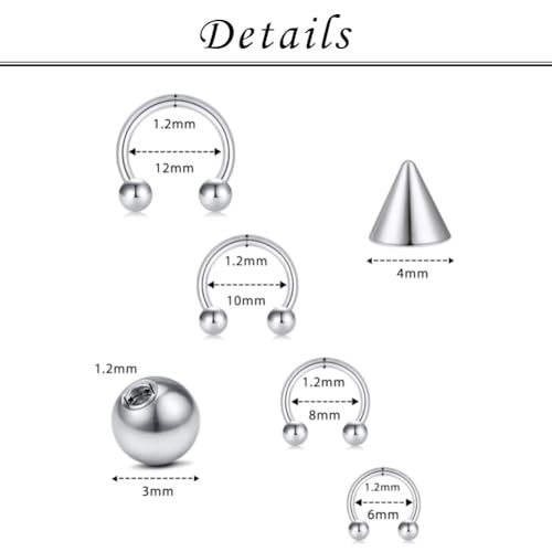 16G Septum Nose Rings Stainless Steel Hinged Seamless Nose Hoop Ring Horseshoe Piercing Jewelry Captive Bead Ring Helix Daith Tragus Cartilage Earrings for Women Men - style: style1-silver&gold