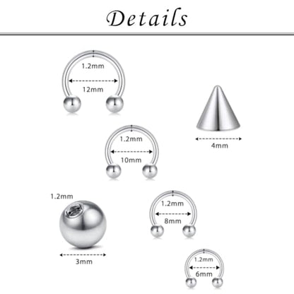 16G Septum Nose Rings Stainless Steel Hinged Seamless Nose Hoop Ring Horseshoe Piercing Jewelry Captive Bead Ring Helix Daith Tragus Cartilage Earrings for Women Men - style: style1-silver&gold