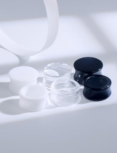 Ears Gauges Tunnels Plugs for Women Acrylic Solid Tunnel Ear Gauge Stretching Kit 6G to 1 1/4 Inch (4MM- 30MM) Expander Stretcher Plug Earrings Piercing Jewelry for Women Black White Clear - style: 25/32 inch, Black White Clear
