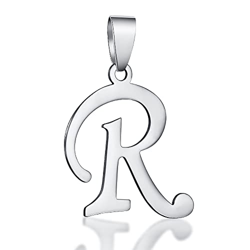 Stainless Steel Initial Letter Connector Charms Alphabet Pendant Diy Craft for Jewelry Making Necklaces Bracelets Keychain - color: Stainless Steel R