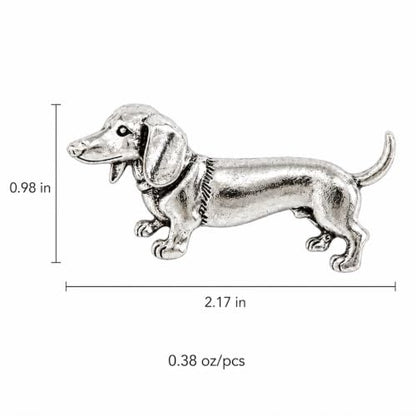 Silver Dog Brooch Alloy Dachshund Pin Vintage Textured Animal Lapel Brooch for Coat Scarf Bag Fashion Jewelry
