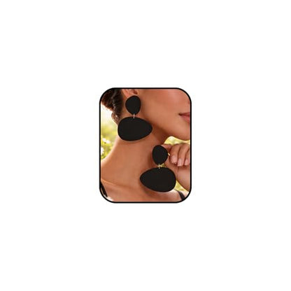 Boho Black Dangle Earrings for Women Large Statement Earring Irregular Acrylic Modern Earring Geometric Trendy Earrings Jewelry Gifts for Women