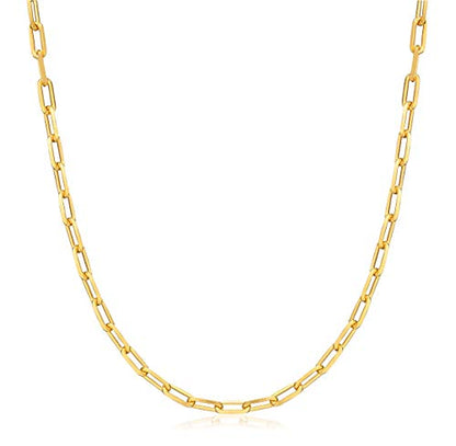 Barzel 18K Gold Plated Paperclip Necklace Chain 4MM - Made In Brazil