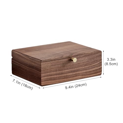 Black Walnut Wooden Jewelry Box for Women with Removable Tray | 2 Layer, Removable Tray, For Watches Rings Earrings Necklace Bracelets, Jewelry Organizer - style: 2 Layer A
