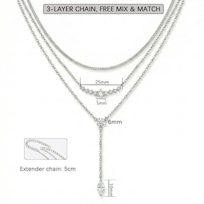 14k Gold Plated Layered Cubic Zirconia Pendant Necklace for Women | Gold Plated Clover Necklaces Stackable Dainty Cubic Zirconia Pendant Necklace，Mother's Day, Thanksgiving Jewelry Trendy gifts - color: silvery, style: Style4