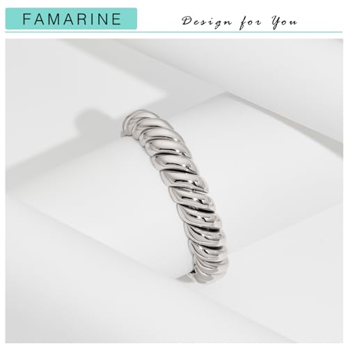 FAMARINE Gold Silver Chunky Bangle Bracelet for Women Men - style: Style A silver