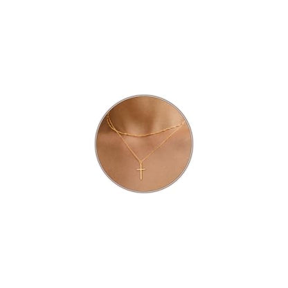 Airmb Cross Necklace for Women Gold/Silver Plated Layered Dainty Cross Chain Trendy Choker Satellite Charm Small Crucifix Pendant Gold/Silver Necklace Stackable Hypoallergenic Delicate Gift for Women - color: Gold-2PS Singapore Chain