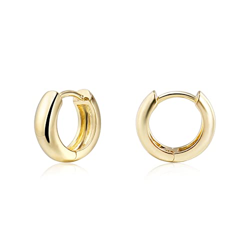 CONRAN KREMIX Small Thick Gold Chunky Hoop Earrings Lightweight Huggie Hoops For Women - color: 16.0 MM - Gold