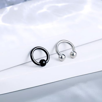12G & 16G Septum Rings - Surgical Steel Septum Piercing Jewelry Horseshoe & Snake Bite Rings, Daith Rook Earrings for Women & Men - color: 14G 8MM