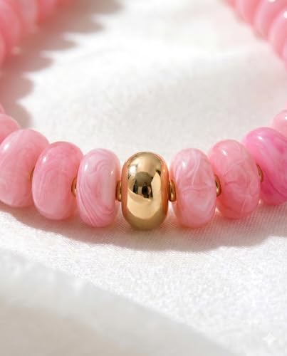 Chunky Colorful Bead Necklace Summer Fashion Statement Boho Beaded Chunky Necklace for Women Adjustable Length Lightweight Cool Suitable for Beach Vacation Daily Wear & Summer Parties - color: Pink