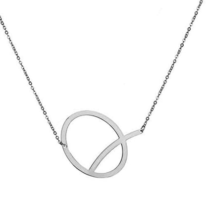 MOMOL Sideways Initial Necklace 18K Gold Plated Stainless Steel Large Big Letters Pendant Necklace Script Name Monogram Necklaces for Women - color: Q