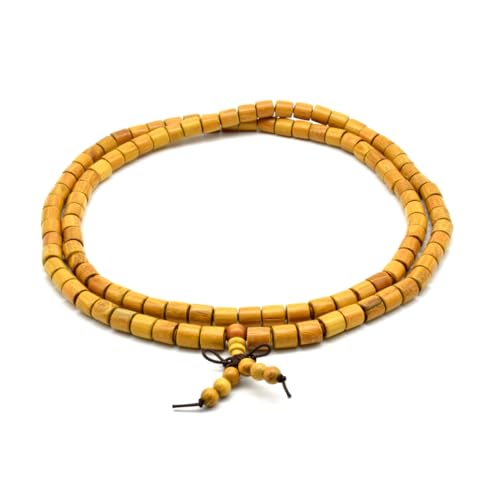 Zen Dear Natural Golden Sandalwood Mexican Bocote Mala Prayer Bead Bracelet Link Wrist Necklace Mala Beads - style: 8mm 108 beads Barrel