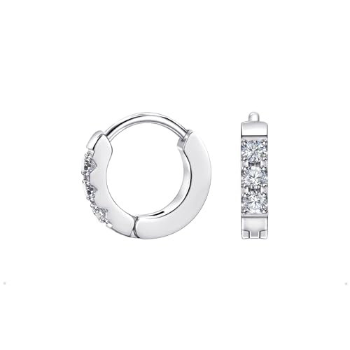 Birthstone Huggie Hoop Earrings for Women, Cubic Zirconia Small Hoops | 316L Surgical Steel, 18K Gold or Silver, 6-10mm, Hypoallergenic Waterproof, Cartilage Piercing, Birthday Gift - color: 04 APR. Clear Crystal - Silver, size: 6mm