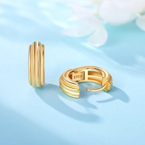 Sterling Silver 18K Gold Plated Women's Earrings Hypoallergenic Hoops, Dainty Trendy Jewelry Gift - color: Golden | Multi-Row Round Stud Earrings