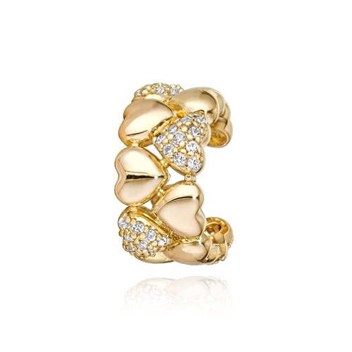 Gold Ear Cuff for Women, 14K Gold Plated Single Non-Pierced Earring with Micro-Pave Cubic Zirconia Adjustable Open Ear Clip for Daily Wear & Special Occasions - color: ear cuff-S 004