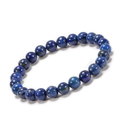 Agate Round Beaded Bracelet for Women Men Natural Agates Stone Healing Bracelets Stretch Elastic Handmade Polished Gemstone Beads Bracelet - color: Lapis Lazuli, size: 8mm Beads