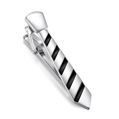 Tie Clips for Men Classic Tie Clip Set Necktie Tie Bar Clips jewelry Box Gift - color: T01