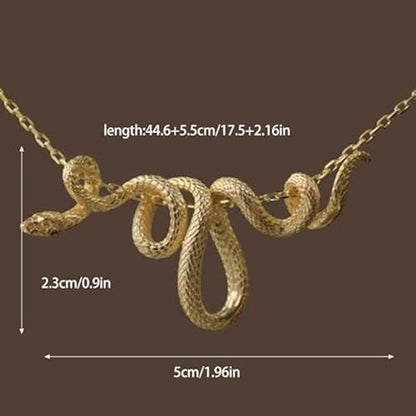 WETMT Chunky Snake Pendant Necklace for Women Gold Snake Statement Necklace Vine Snake Chain Necklace Chunky Adjustable Snake Necklace Fashion Simple Jewelry - color: Gold