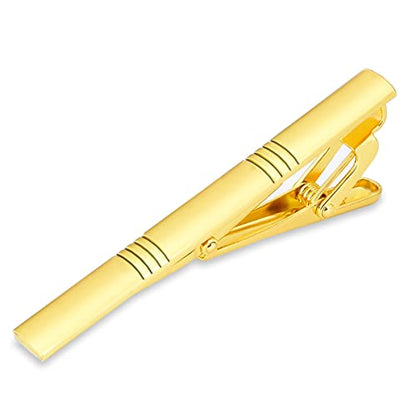 Gold Tone Regular Tie Clips Men-Skinny Tie Bar Suitable for Wedding Anniversary Business Meetings and Daily Life Necktie Accessories - style: four line