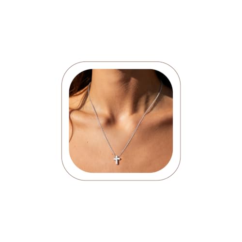 FindChic Single & Double Layer Cross Necklace for Women | Waterproof, Hypoallergenic, Dainty Crucifix Necklace, Christian Religious Faith Jewelry Gifts for Women