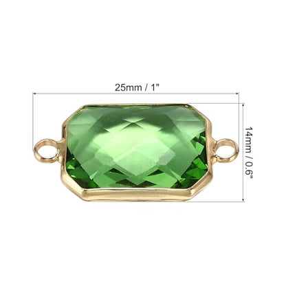 PATIKIL Birthstone Connector Link, Diamond Clear Charm Links, Glass Jewelry Findings Crystal Bead Link for Drop Dangle Pendants Necklace Bracelet Earring - color: Light Green