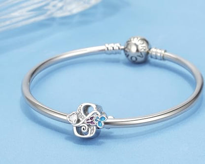 S925 Silver Butterfly Initial Letter Charms Fit for Pandora Charms Bracelets and Necklace Alphabet Bead Charms Jewelry Gifts for Women - color: S