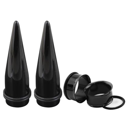 HEKEUOR 4 Piece 316l Steel Tapers and Tunnels Ear Stretching Kit Gauges Gauging Plugs Choose 1g 7/16 1/2 9/16 00g-14g - style: 13MM Black
