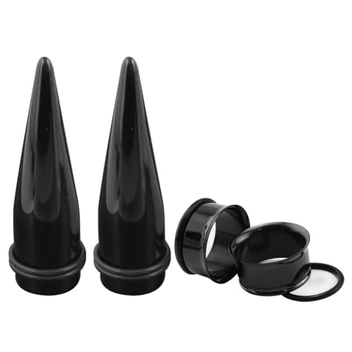 HEKEUOR 4 Piece 316l Steel Tapers and Tunnels Ear Stretching Kit Gauges Gauging Plugs Choose 1g 7/16 1/2 9/16 00g-14g - style: 13MM Black