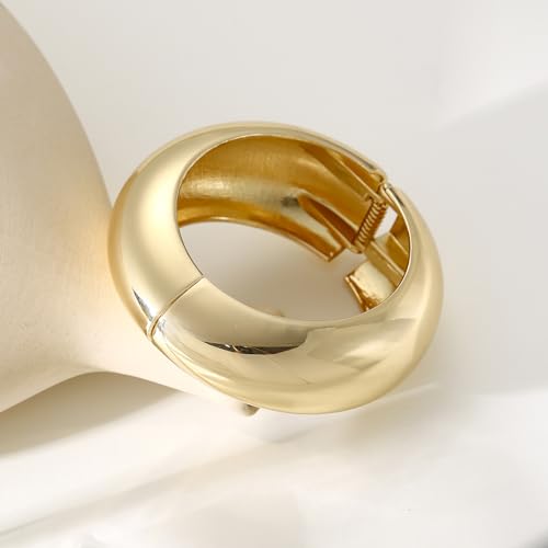 Bangle Bracelets for Women | 14K Gold Plated Trendy Wide Bracelets | Hinged Arm Cuff Bangles Chunky Bracelet for Women - color: Style G-Gold Plated Bangles