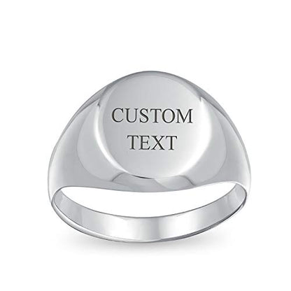 Bling Jewelry Basic Simple Initial Monogram Engravable .925 Sterling Silver Oval Signet Ring For Men Women Teen Shinny Polish Finish - color: Silver Engrave