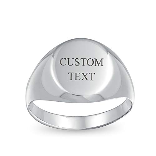 Bling Jewelry Basic Simple Initial Monogram Engravable .925 Sterling Silver Oval Signet Ring For Men Women Teen Shinny Polish Finish - color: Silver Engrave