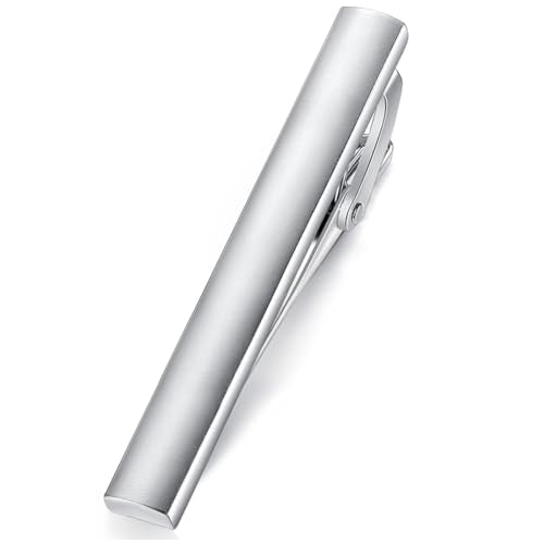 HONEY BEAR 5cm/5.4cm/6cm Mens Tie Clip Bar for Normal Size Steel Business Wedding Gift 1.97"/2.12"/2.36" - style: 5cm Brushed Silver