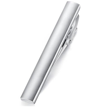 HONEY BEAR 5cm/5.4cm/6cm Mens Tie Clip Bar for Normal Size Steel Business Wedding Gift 1.97"/2.12"/2.36" - style: 5cm Brushed Silver