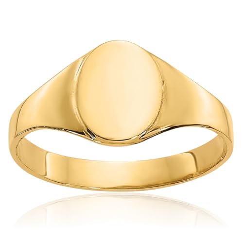 IceCarats 14K Solid Yellow Gold Oval Custom Engraved Signet Ring
