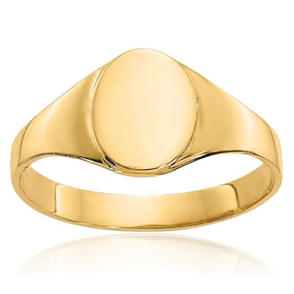 IceCarats 14K Solid Yellow Gold Oval Custom Engraved Signet Ring
